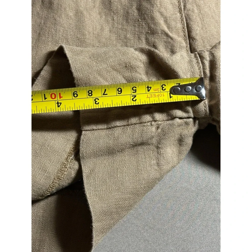 Banana Republic Petite Khaki Tan 100% Linen Pleated High Rise Shorts Women 00P - Picture 8 of 9